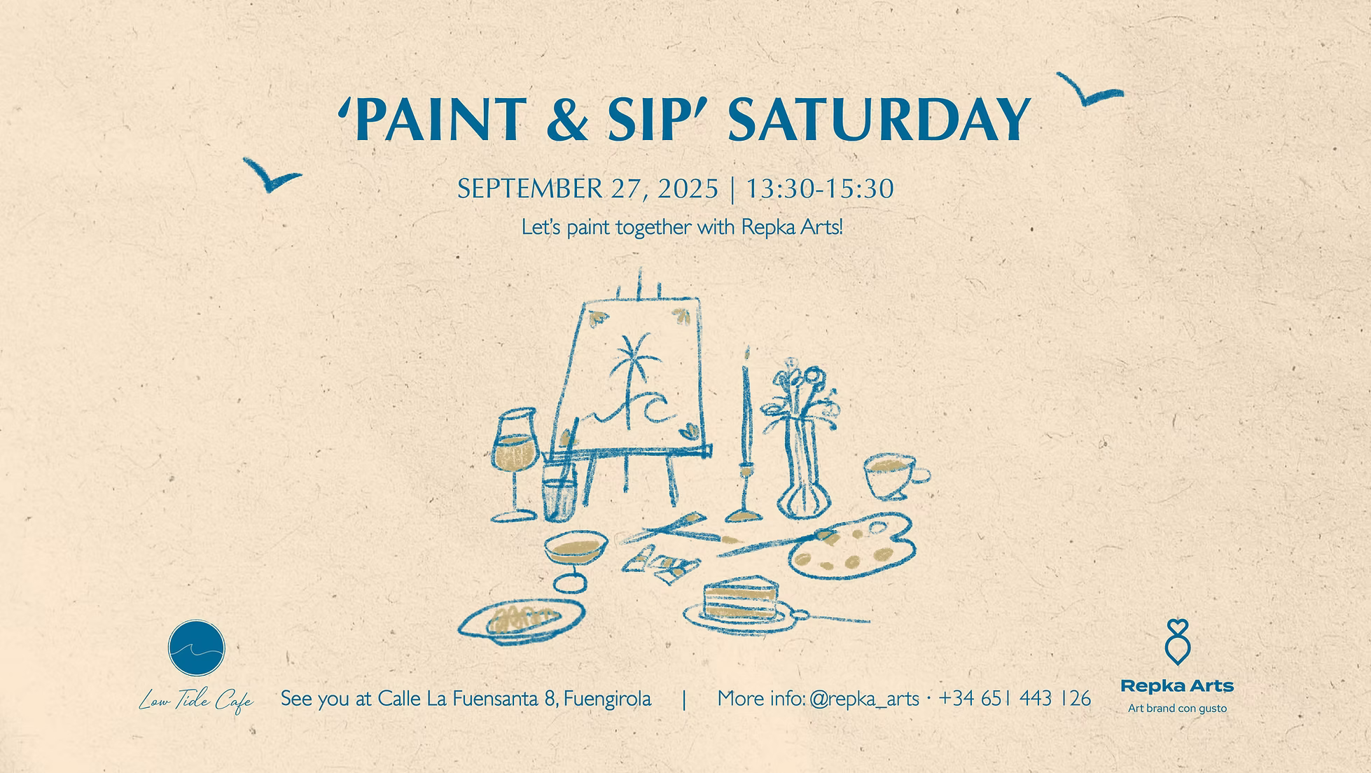 Paint and Sip Sep 27 - Low Tide Café Fuengirola