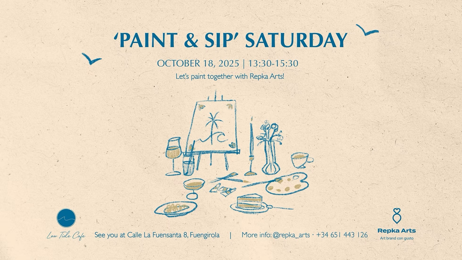 Paint and Sip Oct 18 - Low Tide Café Fuengirola